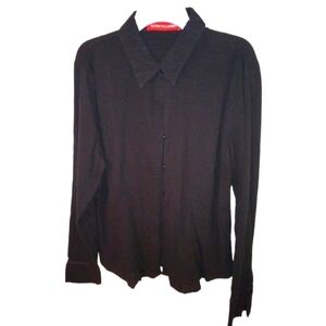 Classic Staple Black Stretch Button Down Gloria Vanderbilt Retro Minimalist M